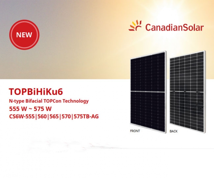 Tấm pin mặt trời Canadian Solar từ 555W-575W