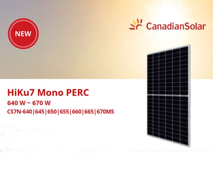 Tấm pin mặt trời Canadian Solar từ 640W-670W