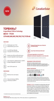 Tấm pin năng lượng mặt trời Canadian 710W-CS7N-TB-AG